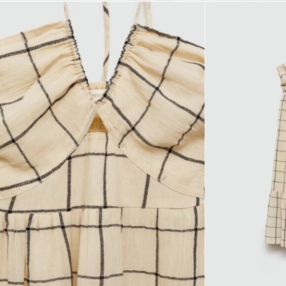 Mango Beige Checkered Midi Dress - Picture 5 of 6